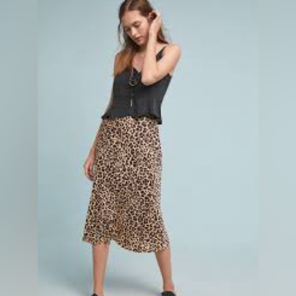 Anthropologie leopard Over The Knee Skirt